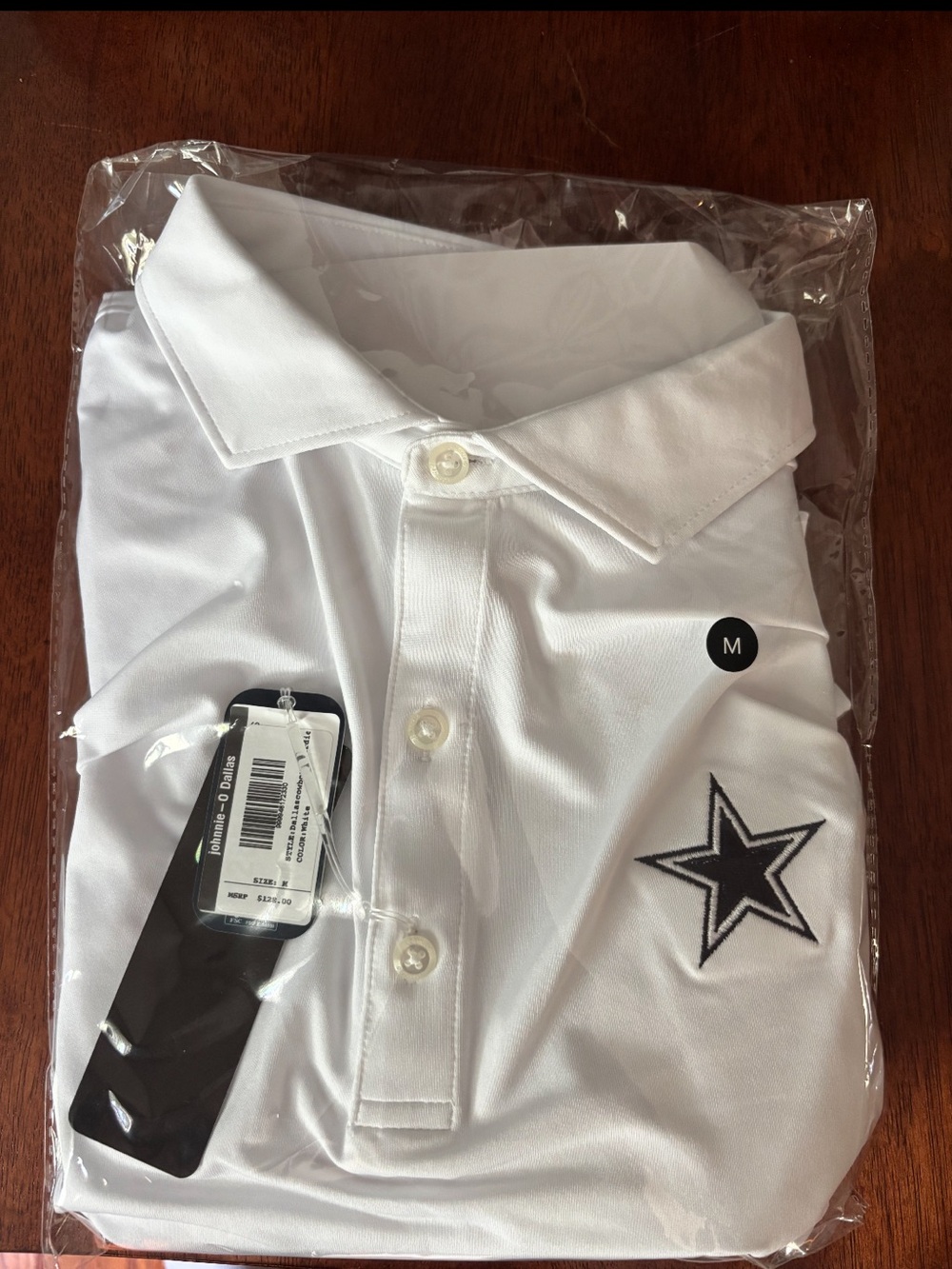 Men's White Polo Shirt with Star Patch
